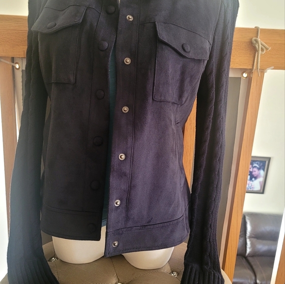 Charlie Women's suede Navy Jacket, XS - Picture 6 of 9